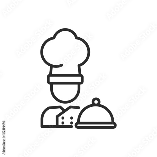 Simple chef icon in linear style isolated on white background