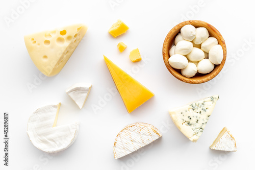 Canvas Print Dairy products - various types of cheese top view
