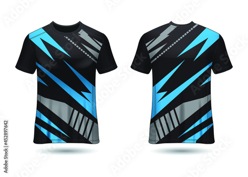 T-Shirt Sport Design. Racing jersey for club. uniform front and back view.