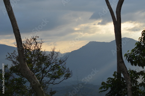 Beautiful sun down sky with many colors