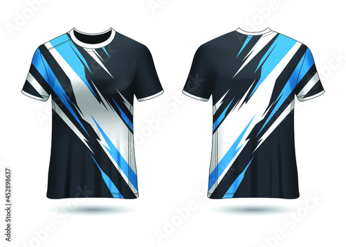 T-Shirt Sport Design. Racing jersey for club. uniform front and back view.