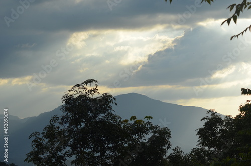 Beautiful sun down sky with many colors