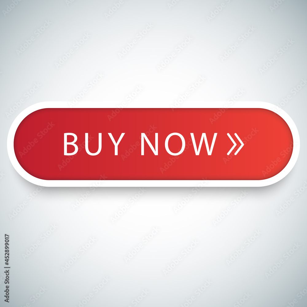 Buy now button vector isolated on gray background. Buy now button for web site, label, banner and app. Creative business concept, vector illustration