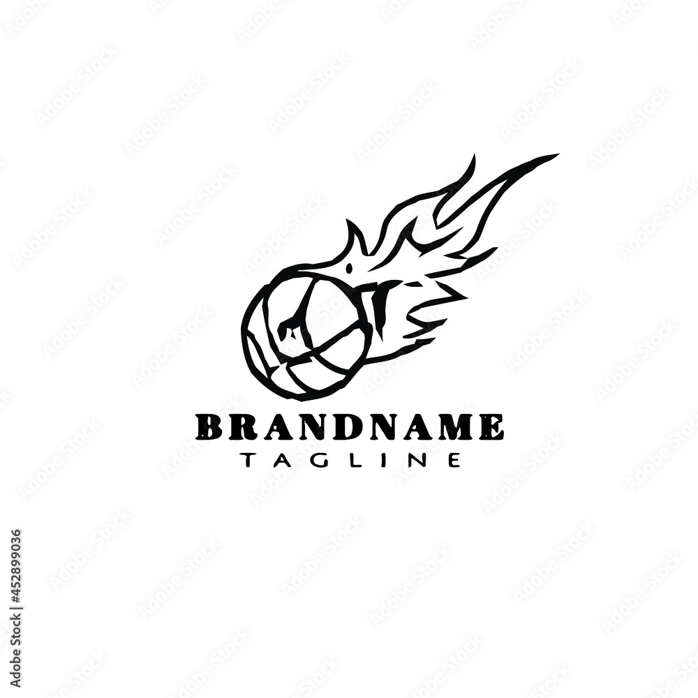 cute basketball on fire cartoon logo icon design template black isolated vector illustration cute basketball on fire cartoon logo icon design template black isolated vector illustration