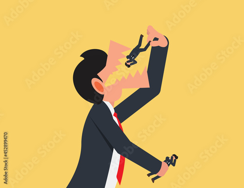 Corporate takedown of smaller company. big business companies devouring small business people
