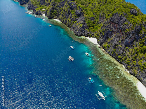                                                                                                        Aerial photo taken from the sky with a drone around El Nido  Palawan  Philippines.