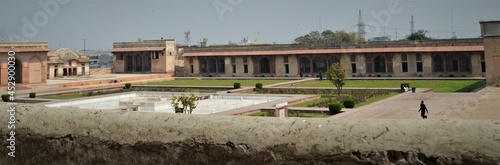 LAHORE FORT, PAKISTAN - MARCH 06, 2018: the charbagh view inside the fortress of Lahore, building, structure