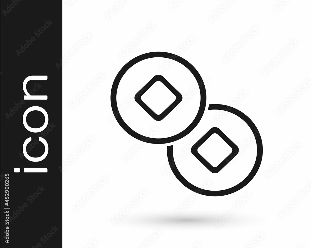 Obraz premium Black Chinese Yuan currency symbol icon isolated on white background. Coin money. Banking currency sign. Cash symbol. Vector