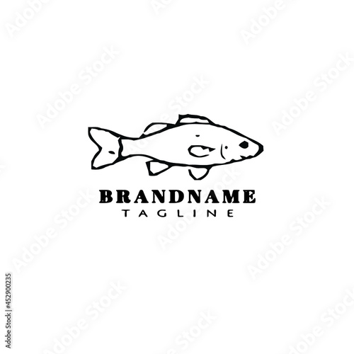 flat animal fish cartoon logo template icon design black isolated vector illustration