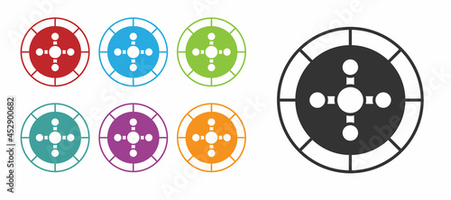 Black Casino roulette wheel icon isolated on white background. Set icons colorful. Vector