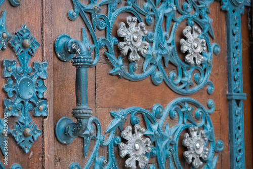 detail of blue door of chapel of quotes