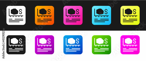 Set Area measurement icon isolated on black and white background. Vector