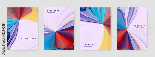 Abstract rainbow brochure A4 cover layout with alcohol ink texture, original background for print materials, booklet template design for business, watercolor texture, wallpaper
