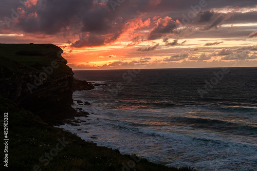 sunset on the cliff of El Bolao in Cantabria