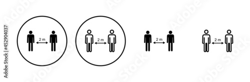 Social distance icon set. social distancing icon. self quarantine sign