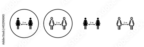 Social distancing icon set. social distance icon. self quarantine sign