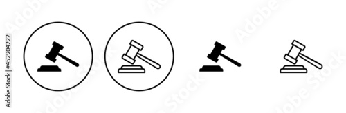 Gavel icon set. judge gavel icon vector. law icon vector. auction hammer
