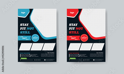 A4 Creative gym flyer vector template fitness flyer in green & red color