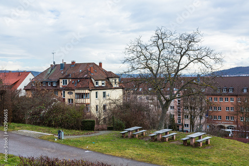 ドイツ　　シュトゥットガルトのライプフリートシャー・ガルテンの丘から望む風景