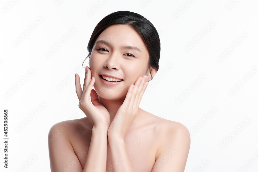 Beautiful young asian woman with clean fresh skin on white background, Face care, Facial treatment, Cosmetology, beauty and spa, Asian women portrait. Beautiful young asian woman with clean fresh skin on white background, Face care, Facial treatment, Cosmetology, beauty and spa, Asian women portrait.