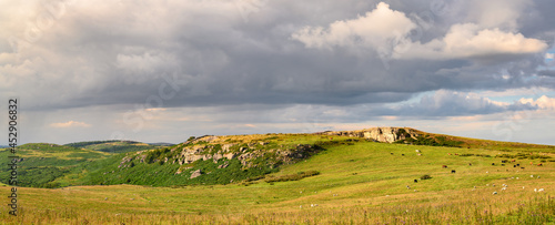 Panorama of Raven's Crag and Bowden Doors. Raven's Crag and Bowden Doors are two crag rock formations in Northumberland in North East England, near Belford, designated as a SSSI, popular with climber 
