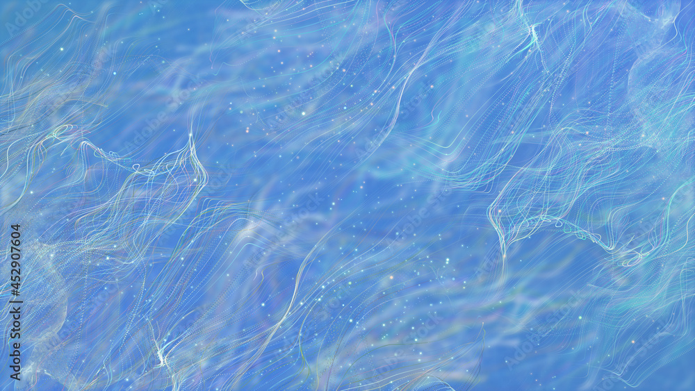 Christmas Magic Background- Abstraction with Shiny Particles and Curved Lines