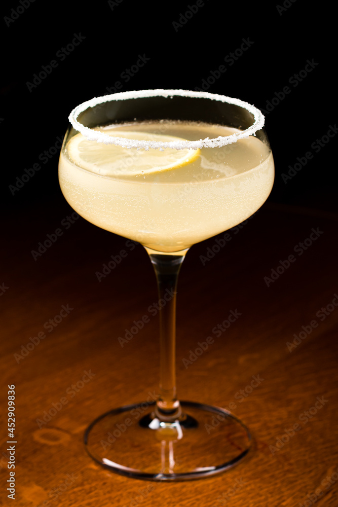 Fresh lemonade Margarita cocktail in bar Fresh lemonade Margarita cocktail in bar