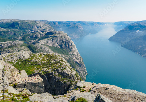 Preikestolen, the famous pulpit rock from above, Norway