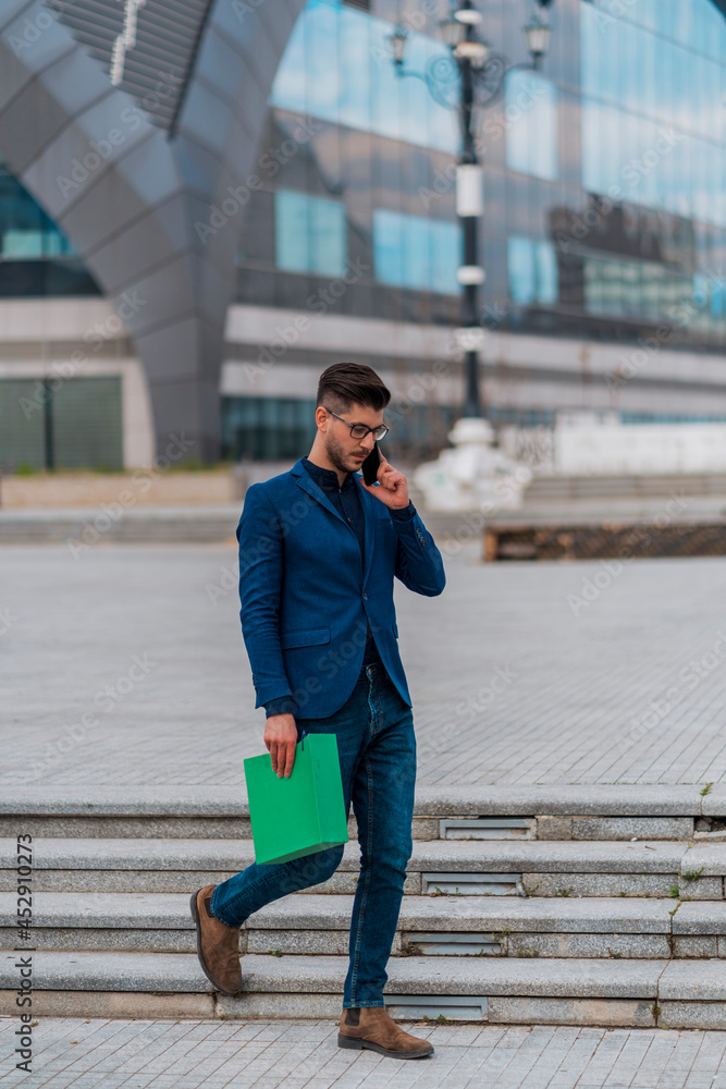 Fine businessman working in the city