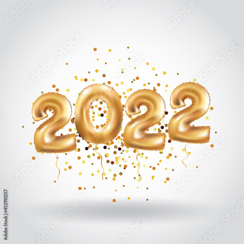 Happy new year Metallic Gold Balloons 2022 christmas