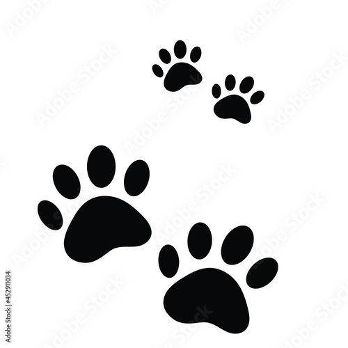 paw - Black vector icon, silhouette with shadow
