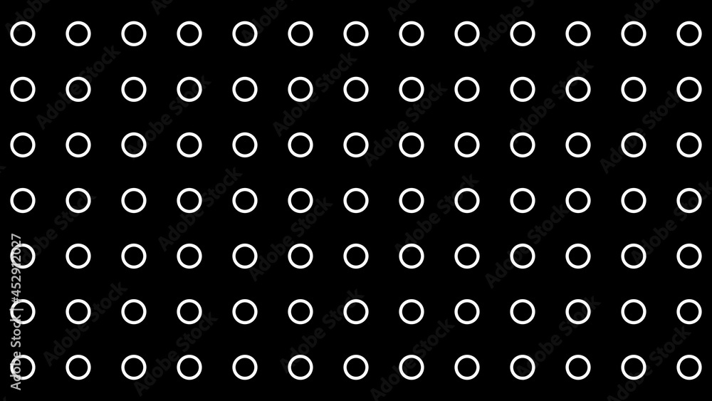 Abstract Pattern Background, White Symmetrical Circle Shapes, Black Background, 3D Illustration Abstract Pattern Background, White Symmetrical Circle Shapes, Black Background, 3D Illustration