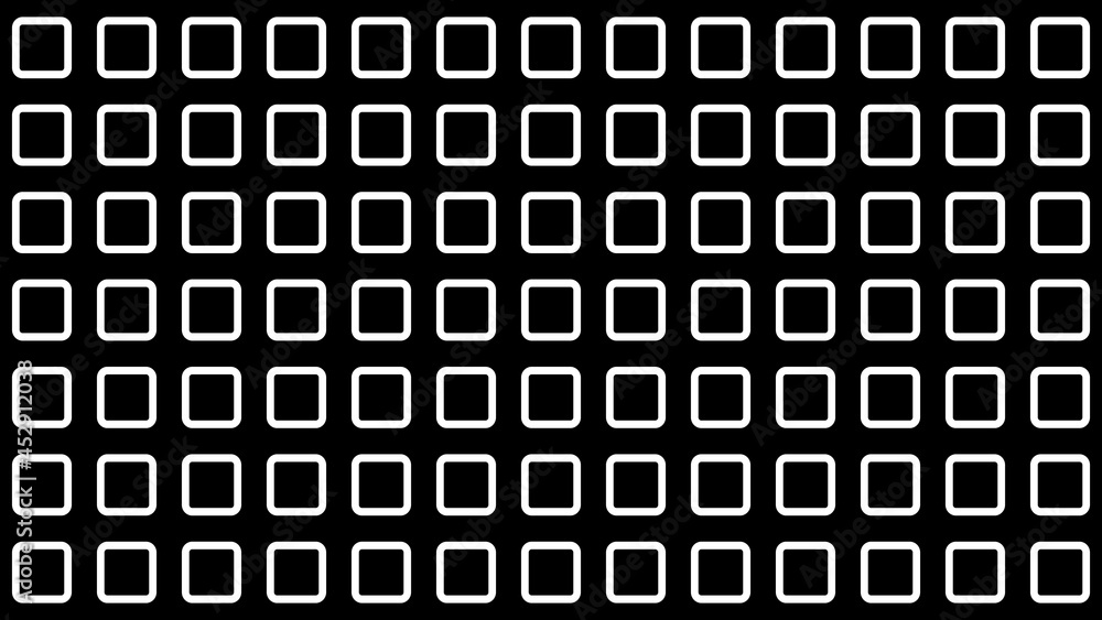 Abstract Pattern Background, White Symmetrical Square Shapes, Black Background, 3D Illustration Abstract Pattern Background, White Symmetrical Square Shapes, Black Background, 3D Illustration
