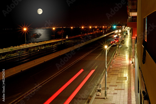 Barcelona, Spain: 08.20.2021; The lighting road of El Masnou