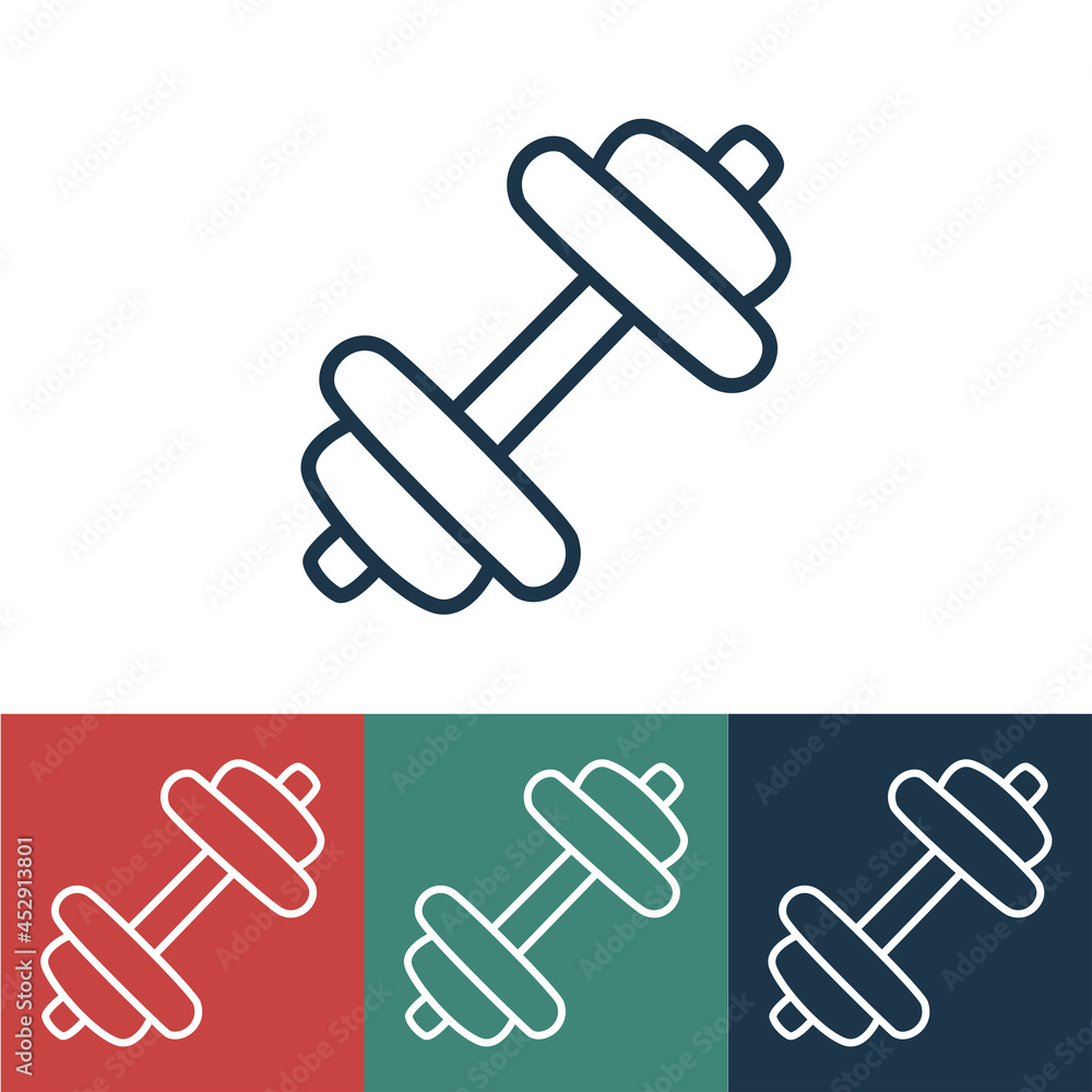 Linear vector icon with dumbbells Linear vector icon with dumbbells