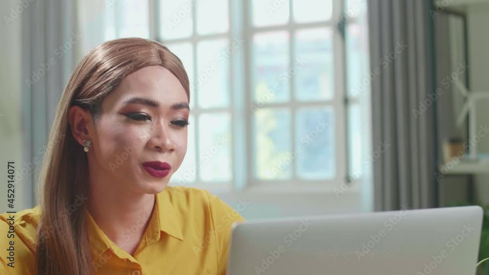 Asian Young Shemale Learning Online Or Freelancer Having Video Conference Call At Home
Asian Young Shemale Learning Online Or Freelancer Having Video Conference Call At Home