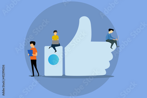 Flat design vector illustration of modern people have hard working concept.