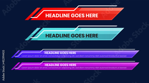 Lower third best design with trendy shape and color. Twitch overlay title, headline, news, reporter, live streaming text background. vector illustration.