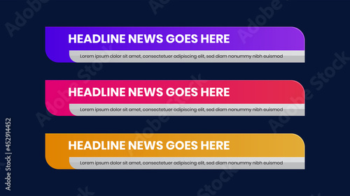 lower third vector design with modern. headline breaking news banner background template.