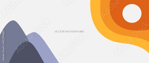 Vector illustration of an abstract landscape. Mountains and sun. Colorful background with copy space for text. Layout for social networks, banners, posters. Design of wall art, covers