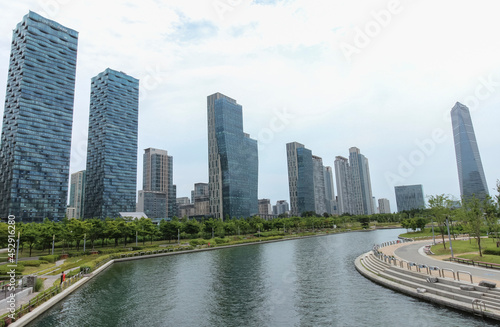 Modern skyscrapers in the planned urban city of Songdo in Incheon, South Korea