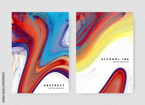 Colorful brochure A4 cover abstract layout with alcohol ink texture, original marble texture background for print materials, booklet template design for business, watercolor, elegant wallpaper	
