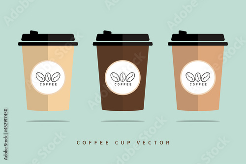 COFFEE CUP VECTOR WITH GREEN BACKGROUND, Art & Illustration