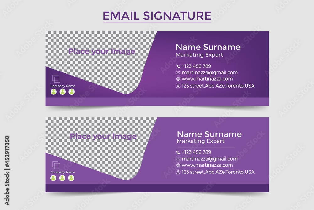 Corporate email signature template or email footer, Personal Facebook cover photo design.