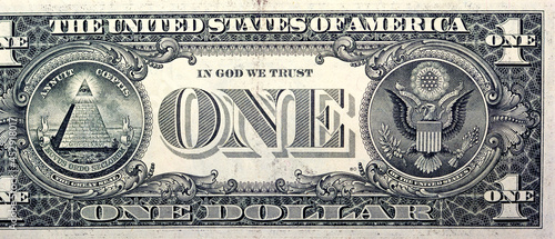 Принти на полотні Large fragment of the reverse side of 1 one dollar bill banknote series 2013 wit