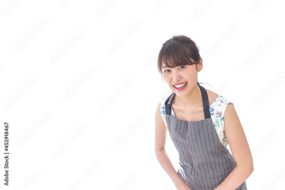 おじぎをするカフェの店員・おもてなし