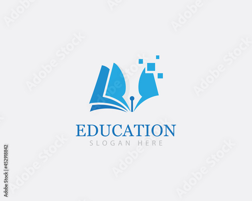 education logo creative concept digital school digital pixel design vector
