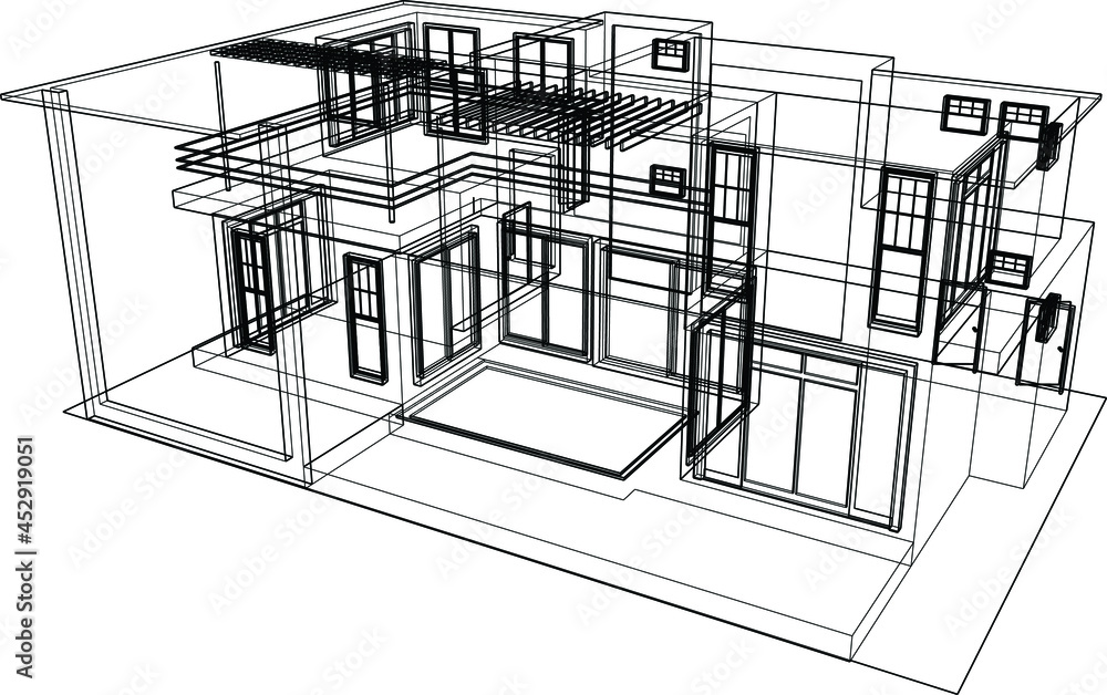 house building sketch architecture 3d illustration house building sketch architecture 3d illustration