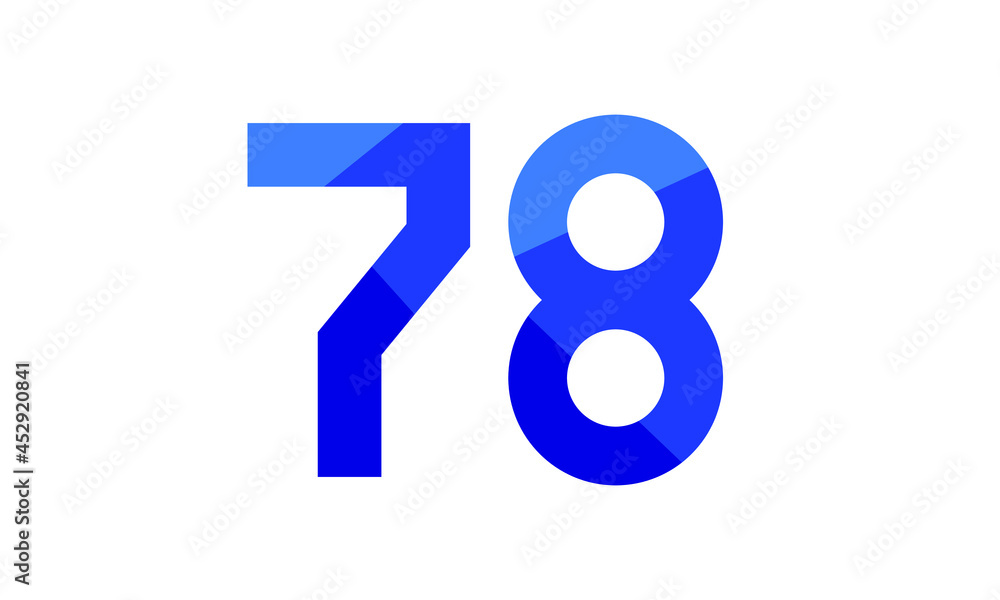 78 Number Modern Flat Blue Logo 78 Number Modern Flat Blue Logo