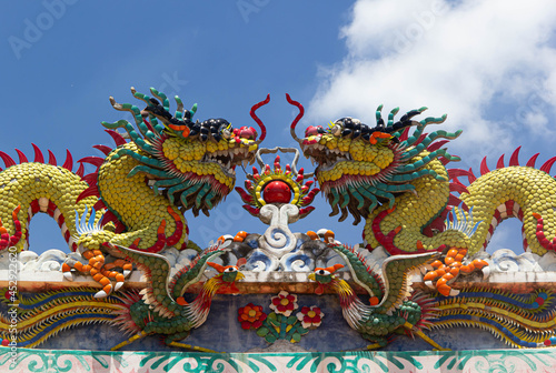 Dragon sculpture art architecture buddhist artwork © niksriwattanakul
